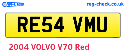 RE54VMU are the vehicle registration plates.