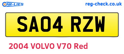 SA04RZW are the vehicle registration plates.