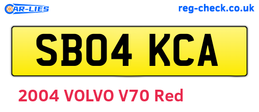 SB04KCA are the vehicle registration plates.