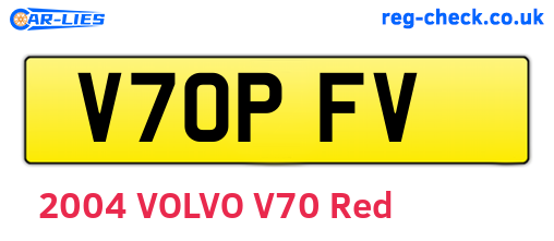 V70PFV are the vehicle registration plates.
