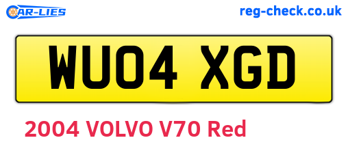 WU04XGD are the vehicle registration plates.
