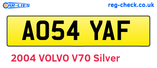 AO54YAF are the vehicle registration plates.