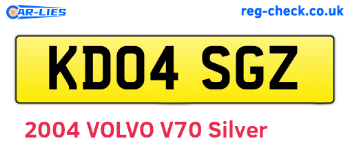 KD04SGZ are the vehicle registration plates.