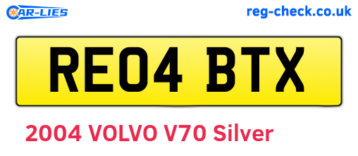 RE04BTX are the vehicle registration plates.