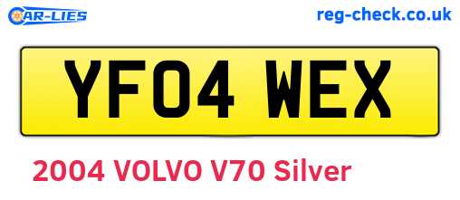 YF04WEX are the vehicle registration plates.