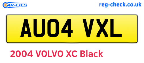 AU04VXL are the vehicle registration plates.