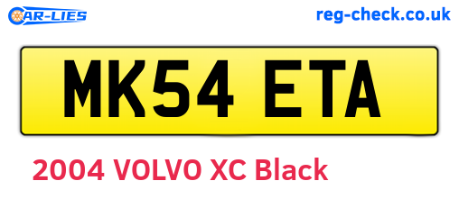 MK54ETA are the vehicle registration plates.