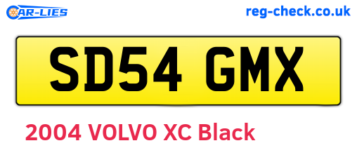 SD54GMX are the vehicle registration plates.