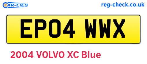 EP04WWX are the vehicle registration plates.