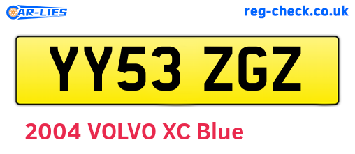 YY53ZGZ are the vehicle registration plates.
