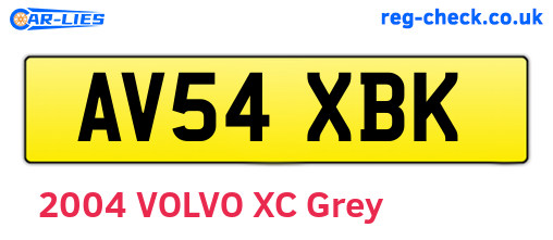 AV54XBK are the vehicle registration plates.