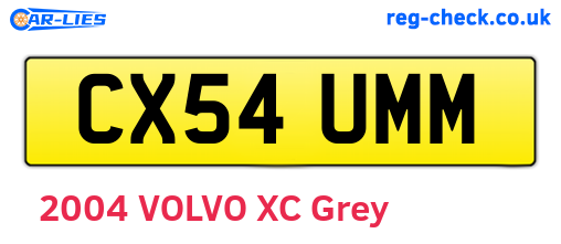 CX54UMM are the vehicle registration plates.