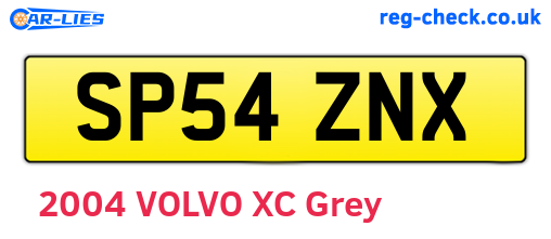 SP54ZNX are the vehicle registration plates.
