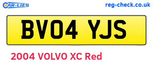 BV04YJS are the vehicle registration plates.