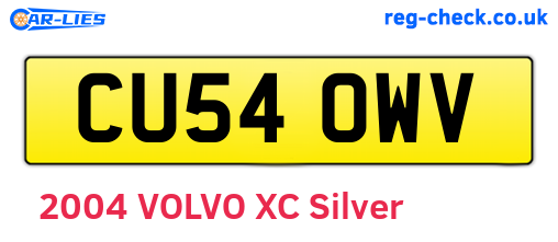 CU54OWV are the vehicle registration plates.