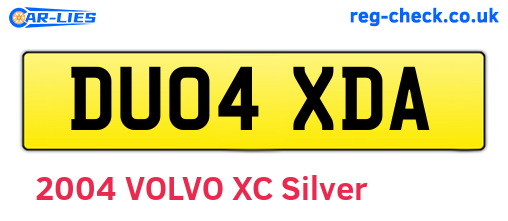 DU04XDA are the vehicle registration plates.