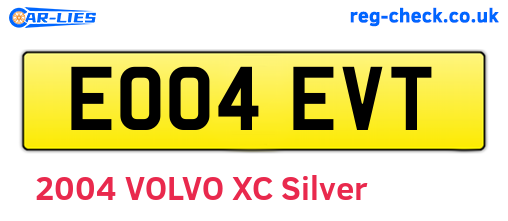 EO04EVT are the vehicle registration plates.