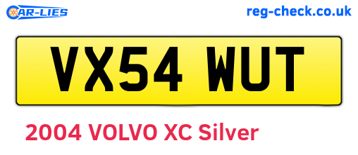VX54WUT are the vehicle registration plates.