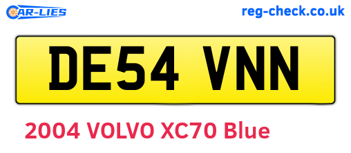DE54VNN are the vehicle registration plates.