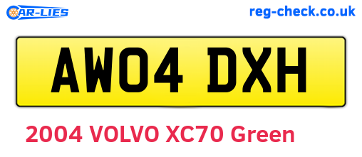 AW04DXH are the vehicle registration plates.