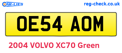OE54AOM are the vehicle registration plates.