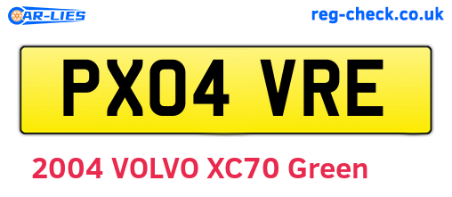 PX04VRE are the vehicle registration plates.