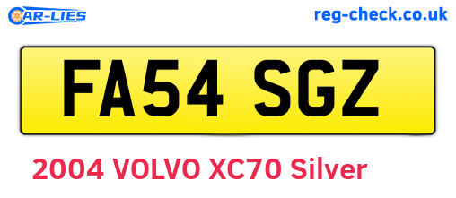 FA54SGZ are the vehicle registration plates.