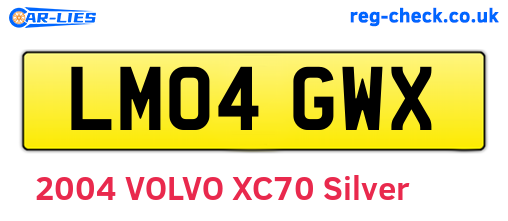 LM04GWX are the vehicle registration plates.