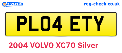 PL04ETY are the vehicle registration plates.
