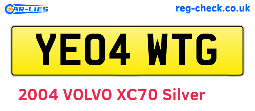 YE04WTG are the vehicle registration plates.