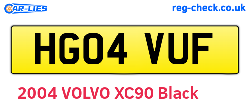 HG04VUF are the vehicle registration plates.