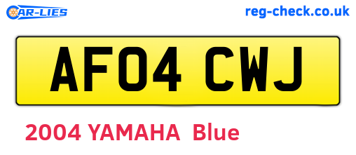 AF04CWJ are the vehicle registration plates.