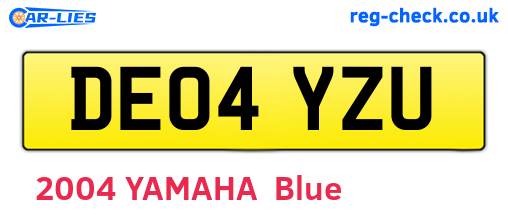 DE04YZU are the vehicle registration plates.