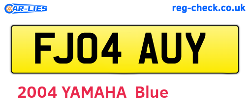 FJ04AUY are the vehicle registration plates.