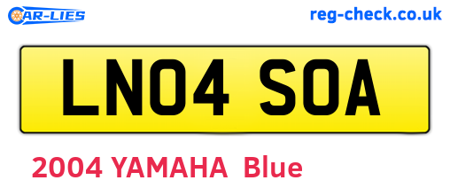 LN04SOA are the vehicle registration plates.