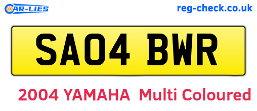 SA04BWR are the vehicle registration plates.