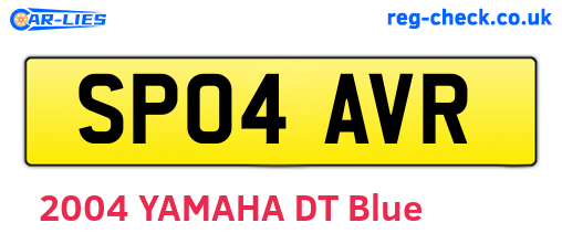 SP04AVR are the vehicle registration plates.