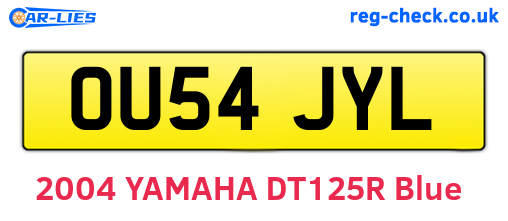 OU54JYL are the vehicle registration plates.
