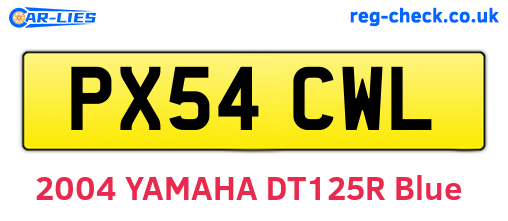 PX54CWL are the vehicle registration plates.