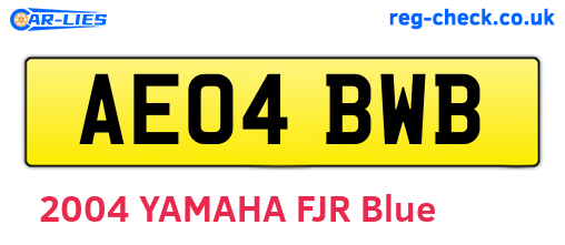 AE04BWB are the vehicle registration plates.