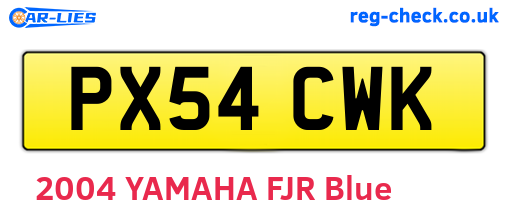 PX54CWK are the vehicle registration plates.