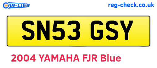SN53GSY are the vehicle registration plates.