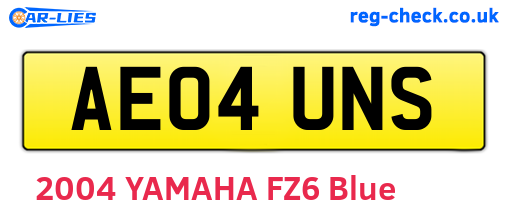 AE04UNS are the vehicle registration plates.