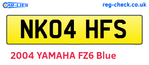 NK04HFS are the vehicle registration plates.