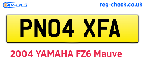 PN04XFA are the vehicle registration plates.