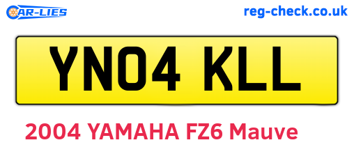 YN04KLL are the vehicle registration plates.