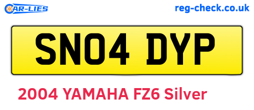 SN04DYP are the vehicle registration plates.