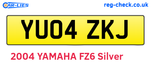 YU04ZKJ are the vehicle registration plates.