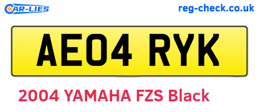 AE04RYK are the vehicle registration plates.