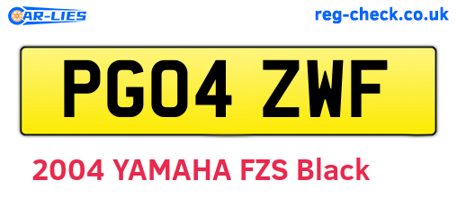 PG04ZWF are the vehicle registration plates.